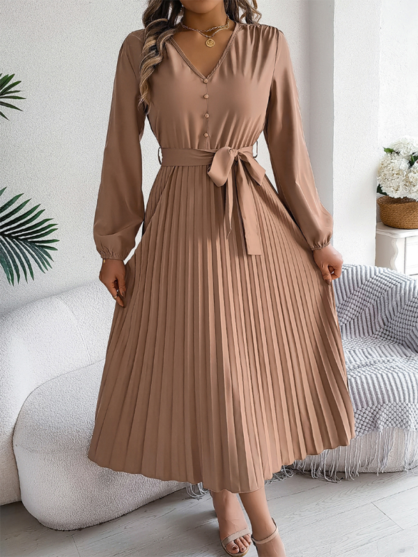 Cocktail Dresses - Classic Pleated Midi Dress for All Occasions