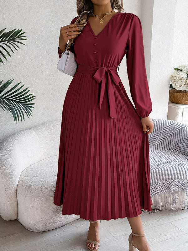 Cocktail Dresses - Classic Pleated Midi Dress for All Occasions