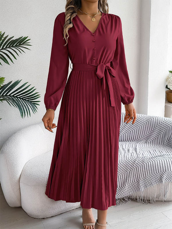 Cocktail Dresses - Classic Pleated Midi Dress for All Occasions