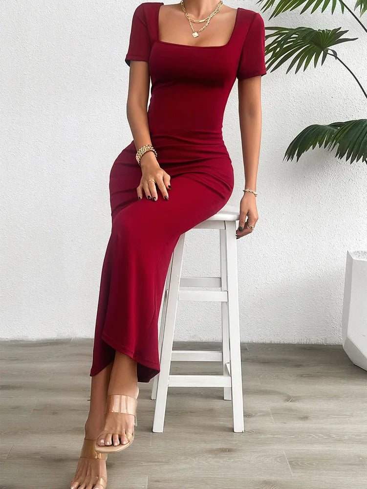 Mermaid Cocktail Style Lace-Up Midi Dress for Special Occasions