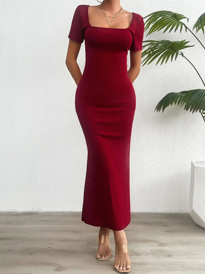 Mermaid Cocktail Style Lace-Up Midi Dress for Special Occasions