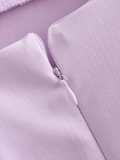 Lilac Square Neck Mini Dress for an Elegant Look