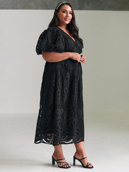 Cocktail Dresses - Elegant Lace Overlay Cocktail Maxi Dress