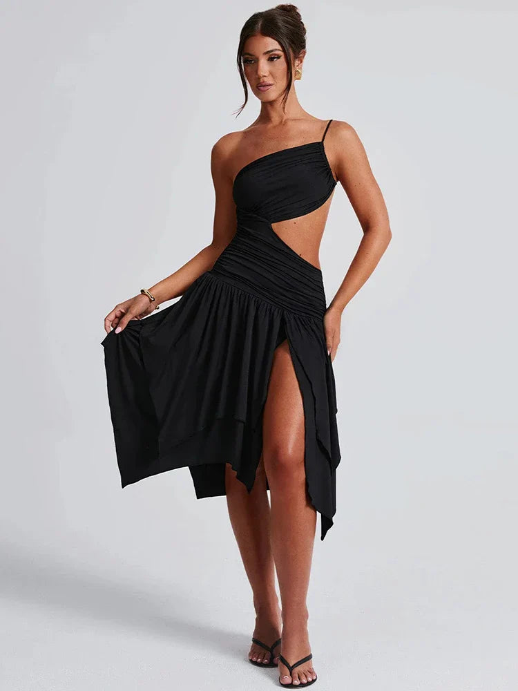 Cocktail Dresses- Wedding Elegant One-Shoulder High-Low Dress- - Pekosa Women Fashion