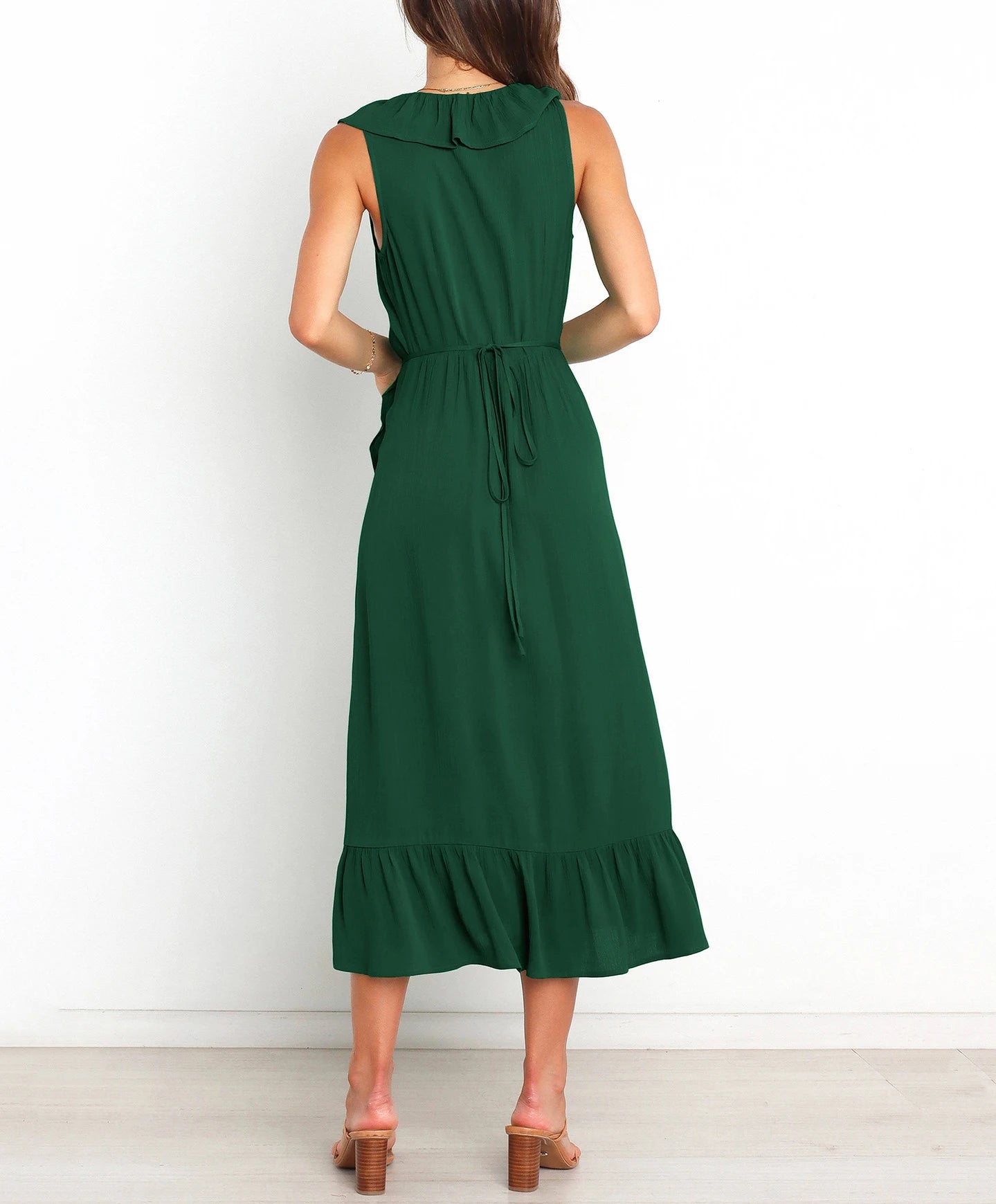 Cocktail Dresses - Elegant Ruffled V-neck Wrap-Style Cocktail Dress