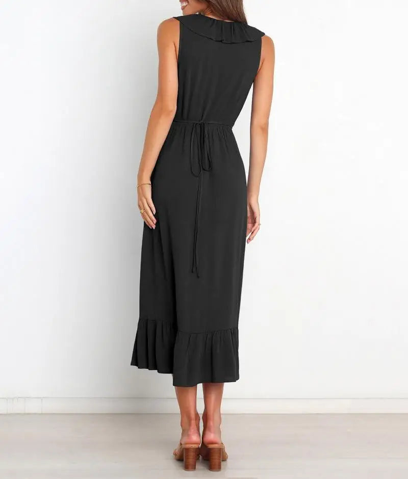 Cocktail Dresses - Elegant Ruffled V-neck Wrap-Style Cocktail Dress