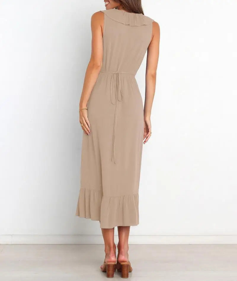 Cocktail Dresses - Elegant Ruffled V-neck Wrap-Style Cocktail Dress