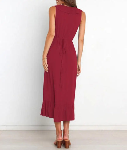 Cocktail Dresses - Elegant Ruffled V-neck Wrap-Style Cocktail Dress