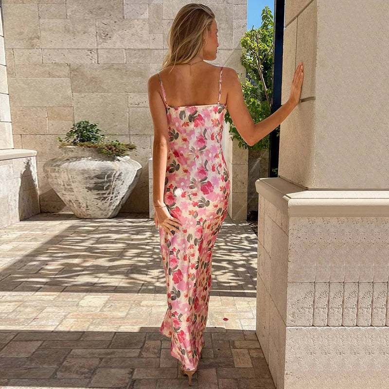 Cocktail Dresses- Floral Cami Slip Maxi Dress for Summer Parties- - Pekosa Women Fashion
