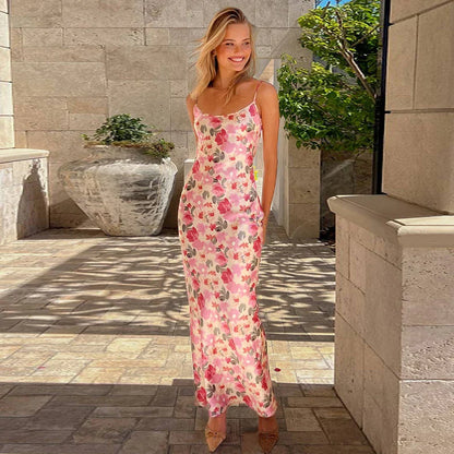 Cocktail Dresses- Floral Cami Slip Maxi Dress for Summer Parties- - Pekosa Women Fashion