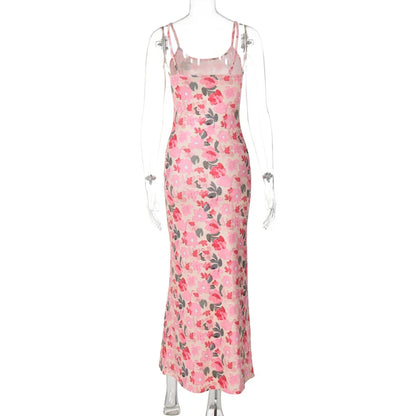 Cocktail Dresses- Floral Cami Slip Maxi Dress for Summer Parties- - Pekosa Women Fashion