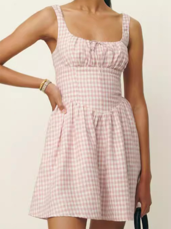 Cocktail Dresses - Gingham Summer A-line Mini Dresses