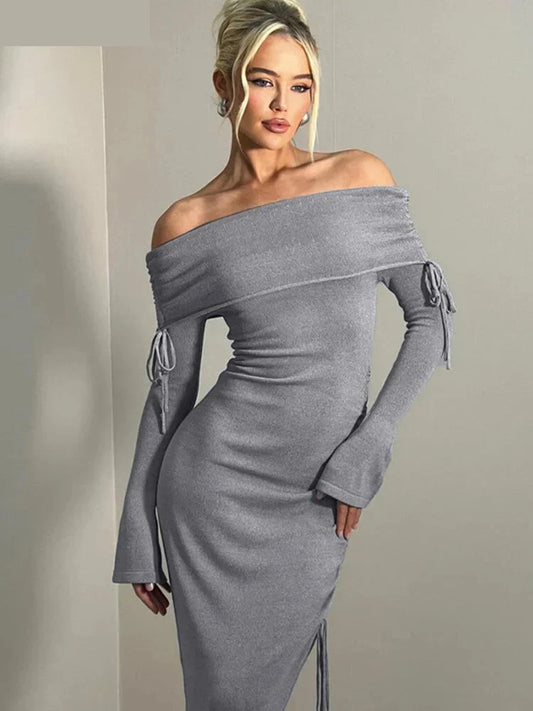 Cocktail Dresses- Ruched High-Low Cocktail Dress for Wedding Guests- Gray- Pekosa Women Fashion