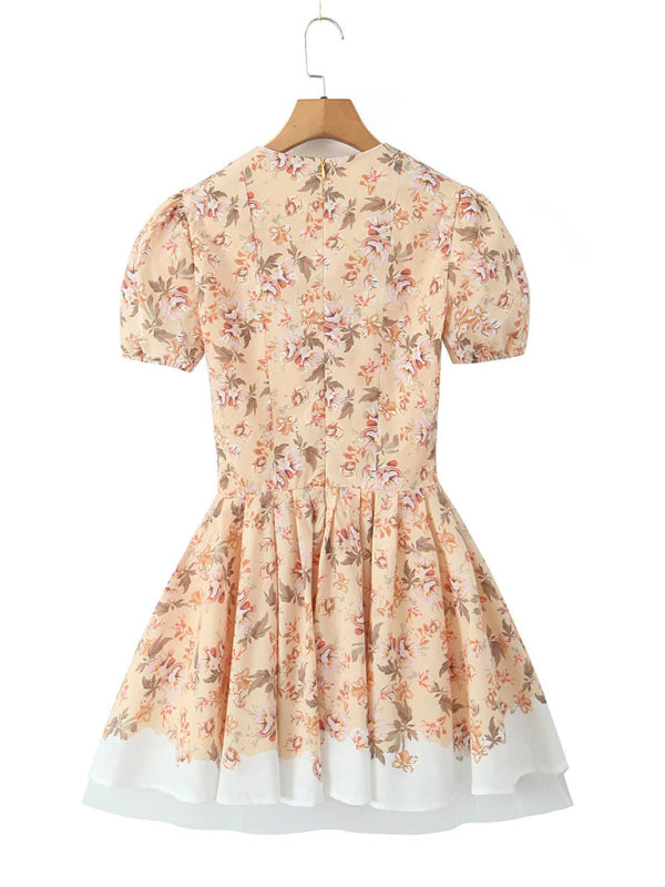 Cocktail Dresses - Floral Fit-and-Flare Mini Dress for Garden Parties & Weddings