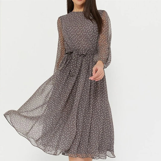 Cocktail Dresses- Timeless Polka Dot Midi Dress with Belt