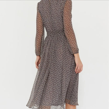 Cocktail Dresses- Timeless Polka Dot Midi Dress with Belt