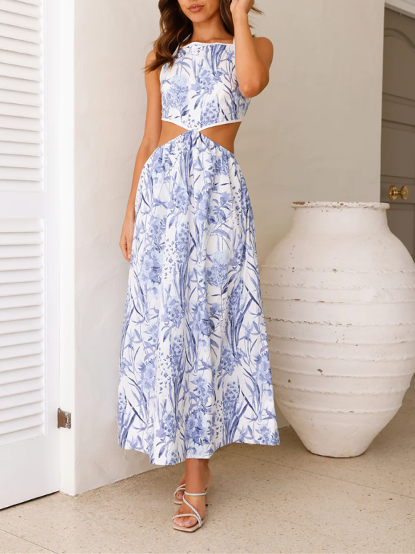 Cocktail Dresses - Tropical Blue Cutout Dress for Summer Weddings