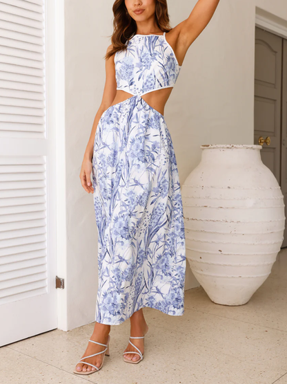 Cocktail Dresses - Tropical Blue Cutout Dress for Summer Weddings