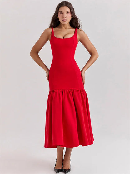 Cocktail Dresses- Women Drop-Waist Cocktail Dress From Weddings to Graduations- Red- Pekosa Women Fashion