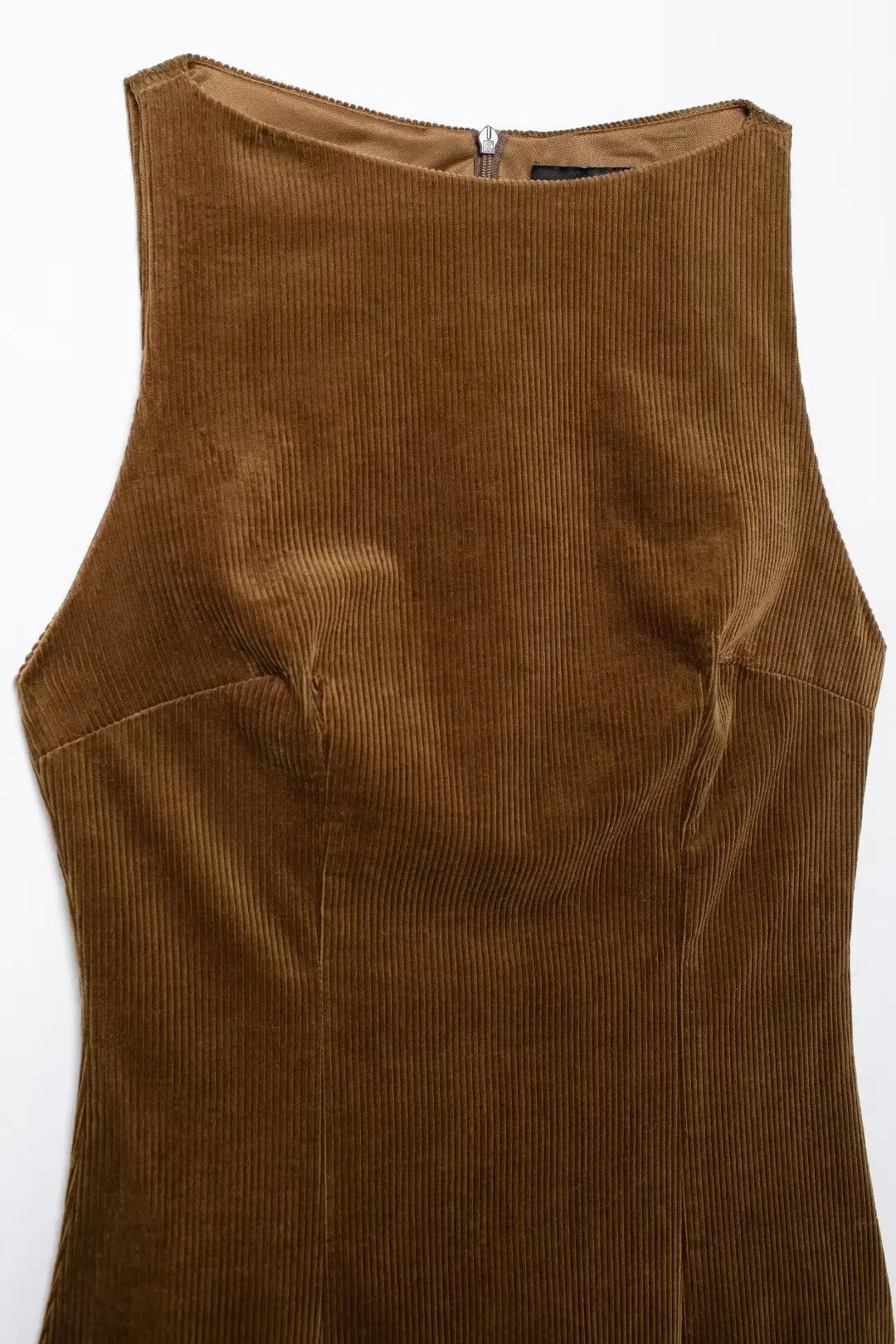 Corduroy Dresses - Fall Corduroy Shift Mini Dress for Social Gatherings