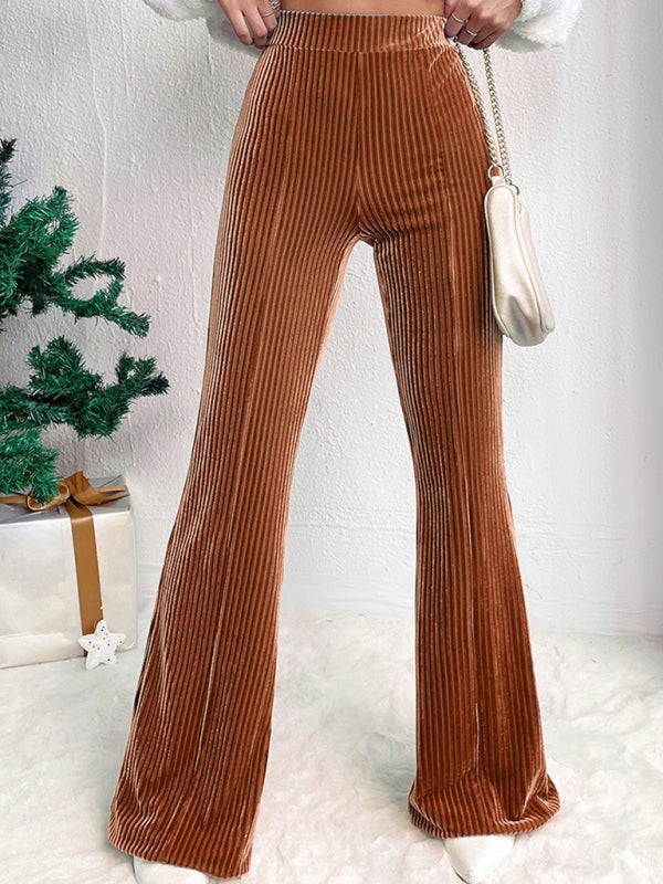 Corduroy Pants - High-Waisted Corduroy Flare Pants Retro Inspired Trousers