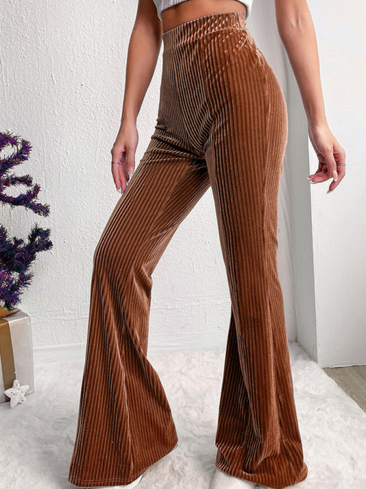 Corduroy Pants - High-Waisted Corduroy Flare Pants Retro Inspired Trousers