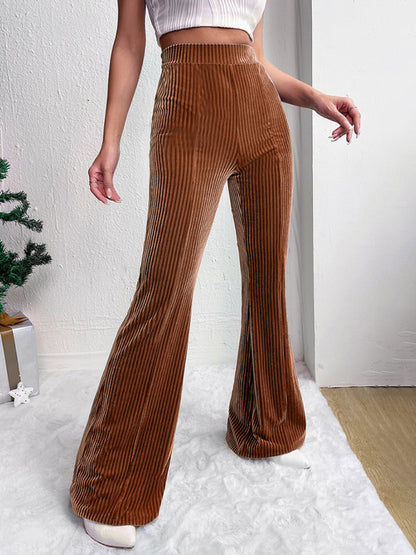 Corduroy Pants - High-Waisted Corduroy Flare Pants Retro Inspired Trousers