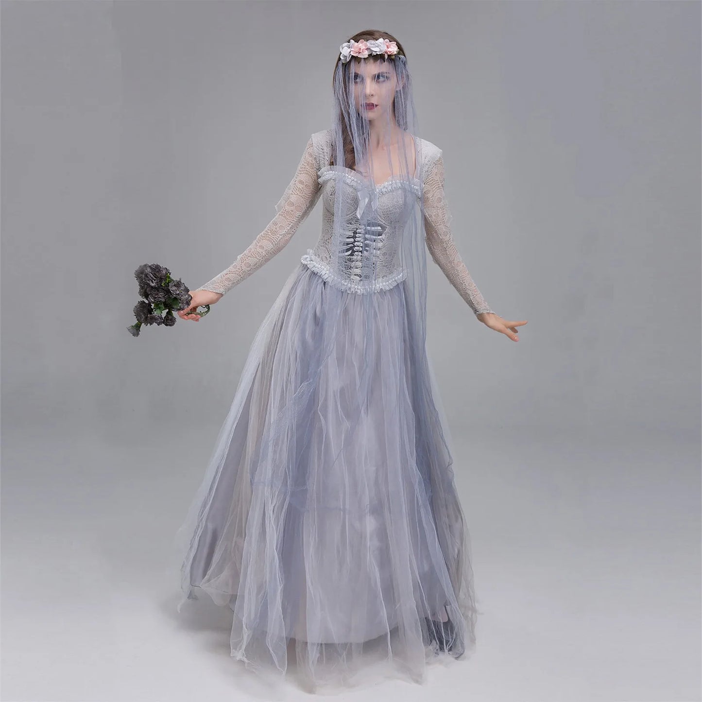 Costumes- Women's Horror Ghost Bride Costume for Halloween- Gray- Pekosa Women Fashion