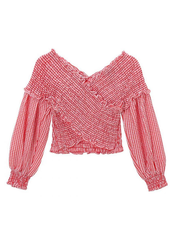 Gingham Smocked Top for Women