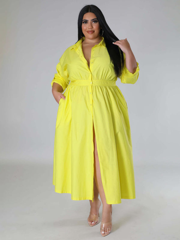 Curvy Dresses - Curvy Cocktail Elegant Long Sleeve Olive Dress