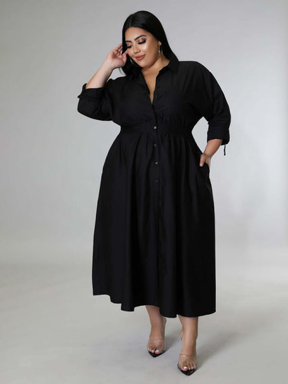 Curvy Dresses - Curvy Cocktail Elegant Long Sleeve Olive Dress