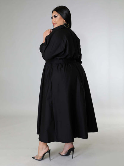 Curvy Dresses - Curvy Cocktail Elegant Long Sleeve Olive Dress