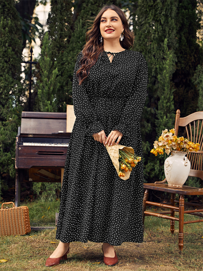 Curvy Dresses- Elegant Plus Size Midi Dress for Day to Night Glamour- Black- Pekosa Women Fashion