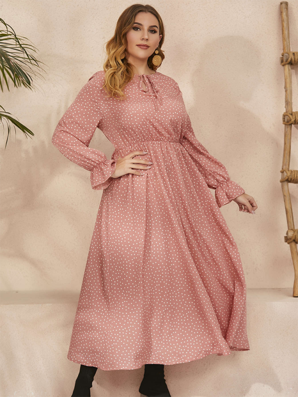 Curvy Dresses- Elegant Plus Size Midi Dress for Day to Night Glamour- Pink- Pekosa Women Fashion