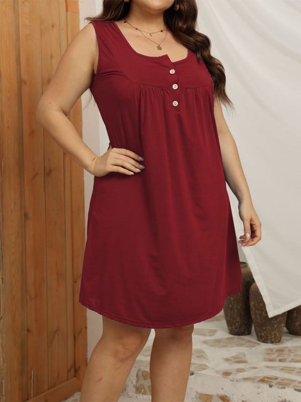 Curvy Dresses- Summer Knee-Length Tank Dress for Curvy Fashionistas- - Pekosa Women Fashion