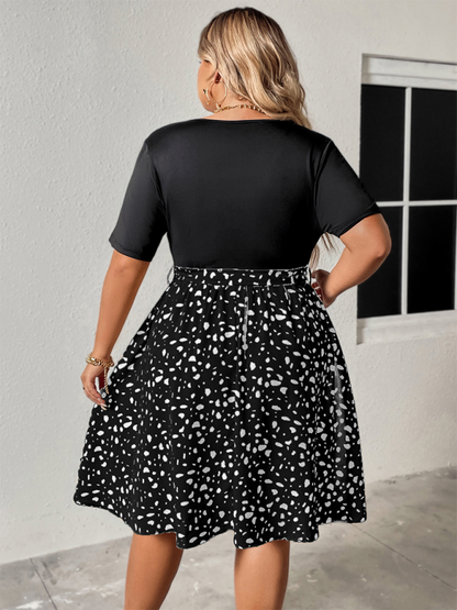 Curvy Dresses- Surplice Cinched Leopard Print Midi Dress for Special Events- - Pekosa Women Fashion