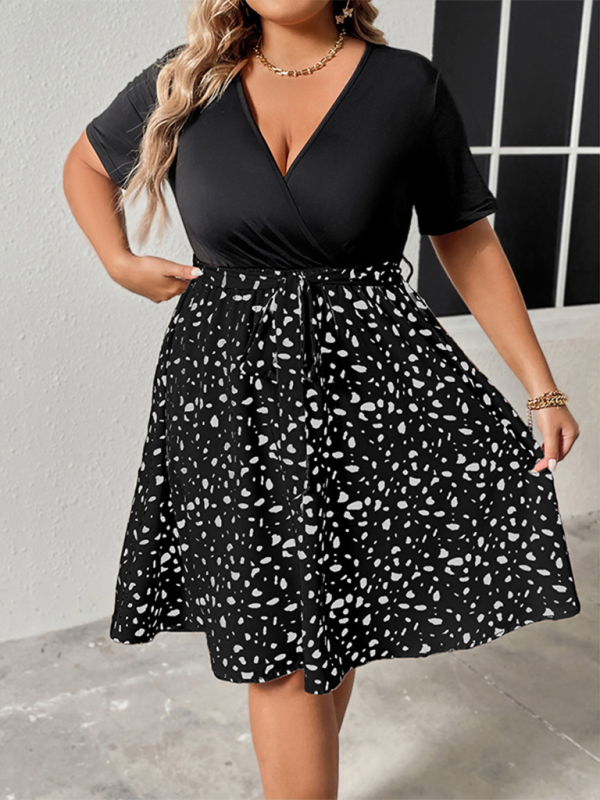 Curvy Dresses- Surplice Cinched Leopard Print Midi Dress for Special Events- - Pekosa Women Fashion