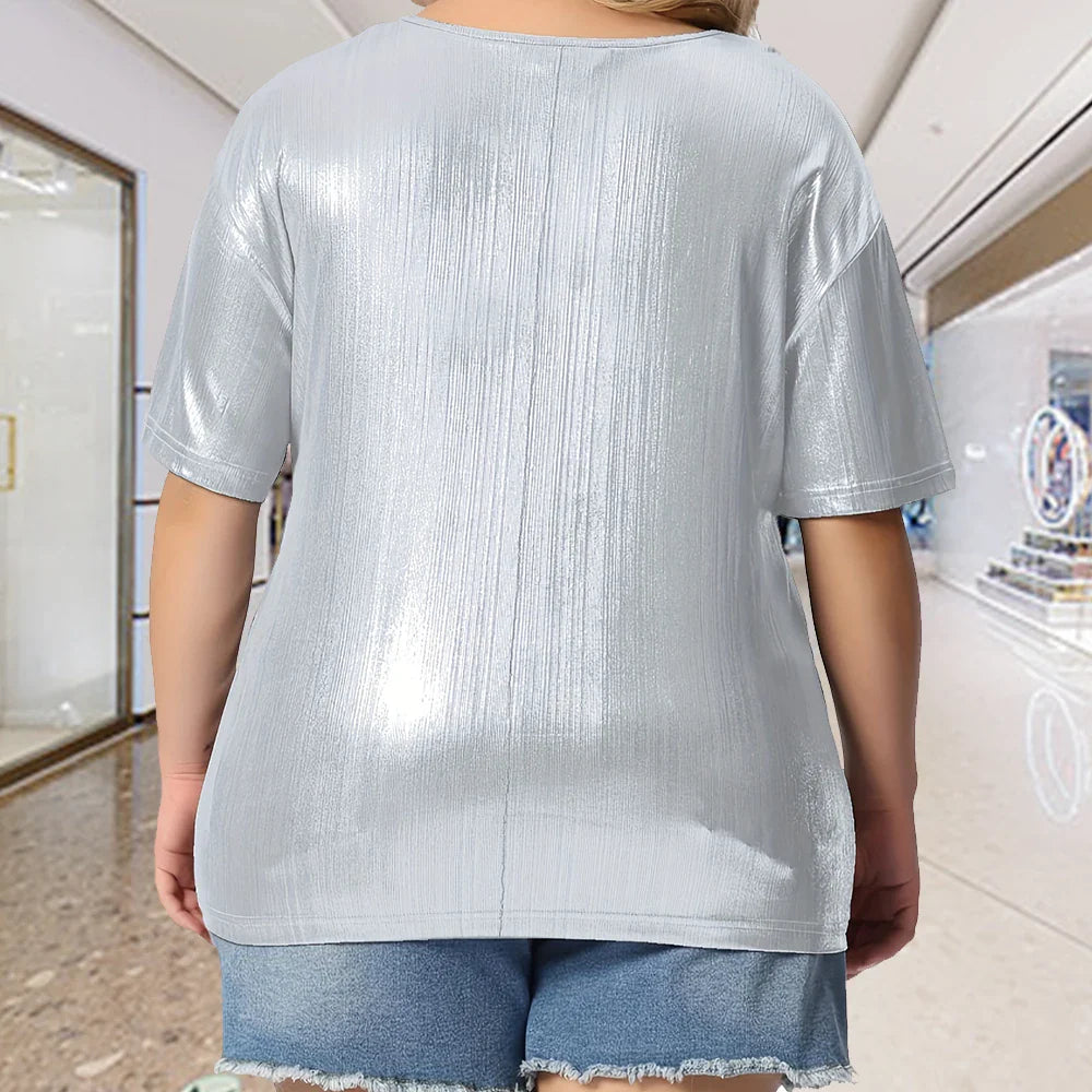 Women Chic Metallic Sparkle Top for Plus Size