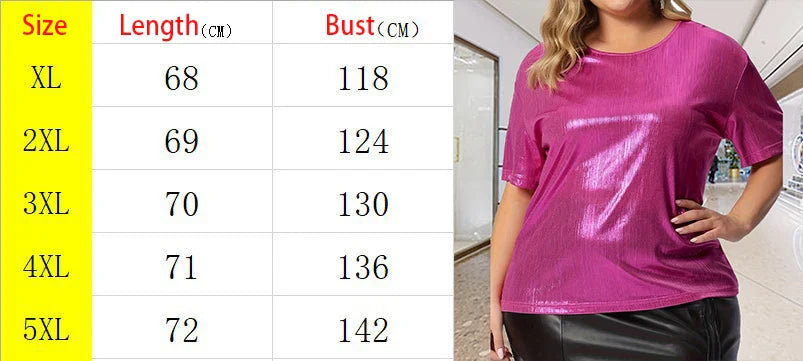 Women Chic Metallic Sparkle Top for Plus Size