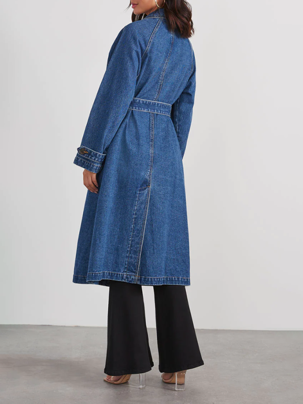 Denim Coats - Denim Longline Jacket Windbreaker for Women