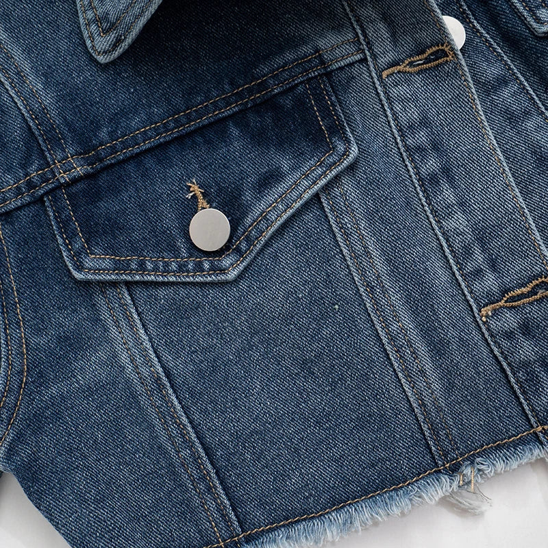 Denim Jackets - Cool Girl Frayed Denim Jacket