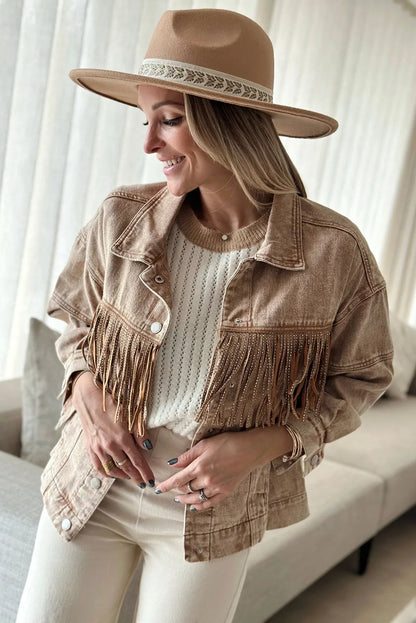 Denim Jackets - Retro Denim Women Jacket Autumn Winter Frills