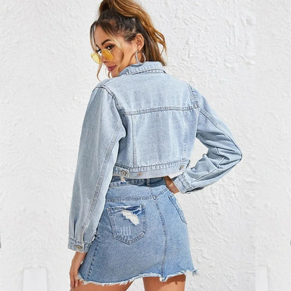 Denim Jackets- Women's Edgy Denim Jacket- - Pekosa Women Fashion