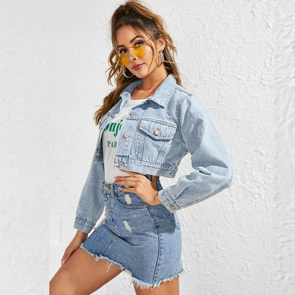 Denim Jackets- Women's Edgy Denim Jacket- - Pekosa Women Fashion