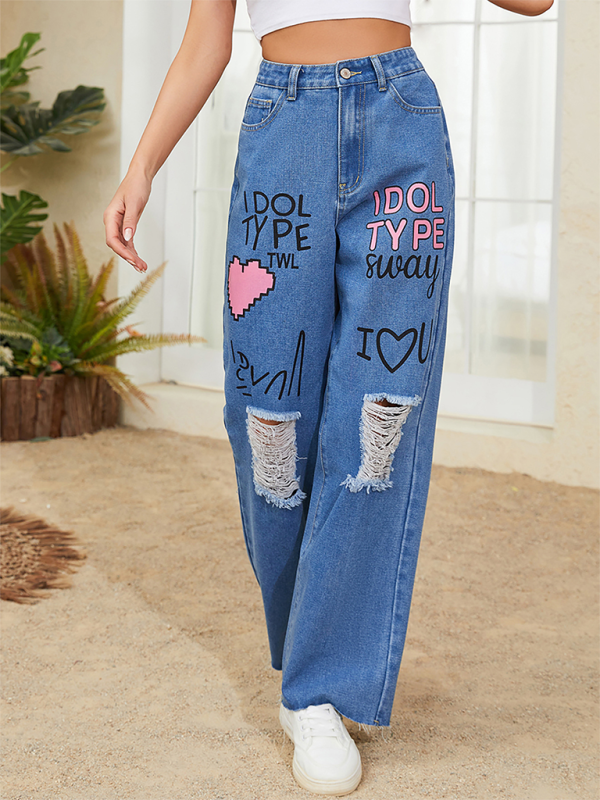 Graffiti-Inspired Urban Denim Pants