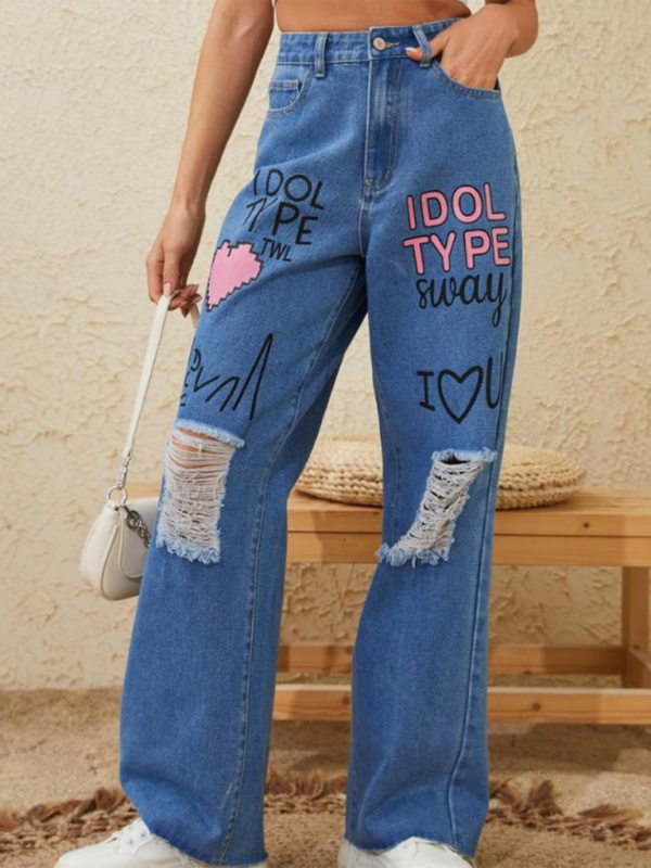 Graffiti-Inspired Urban Denim Pants