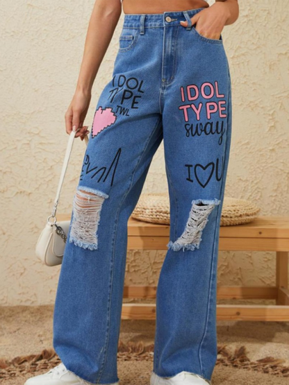 Pantalon en denim urbain inspiré des graffitis