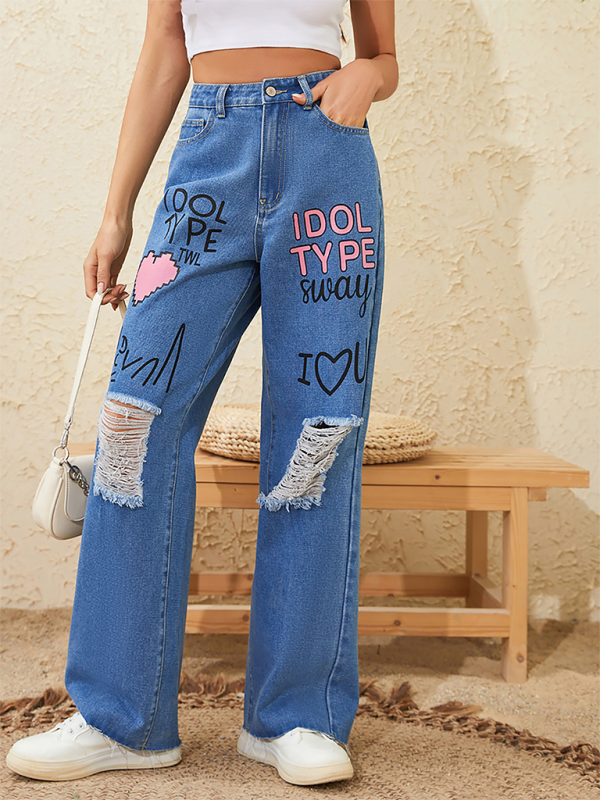 Pantalon en denim urbain inspiré des graffitis