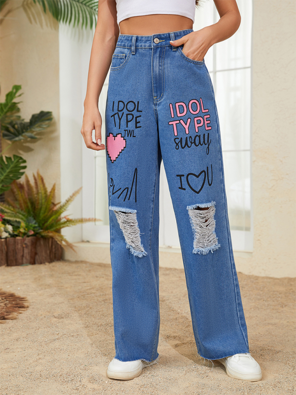 Graffiti-Inspired Urban Denim Pants