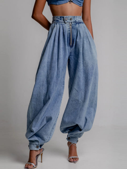 Denim Pants - Summer Breeze Paperbag Waist Jeans - Perfect for Casual Days